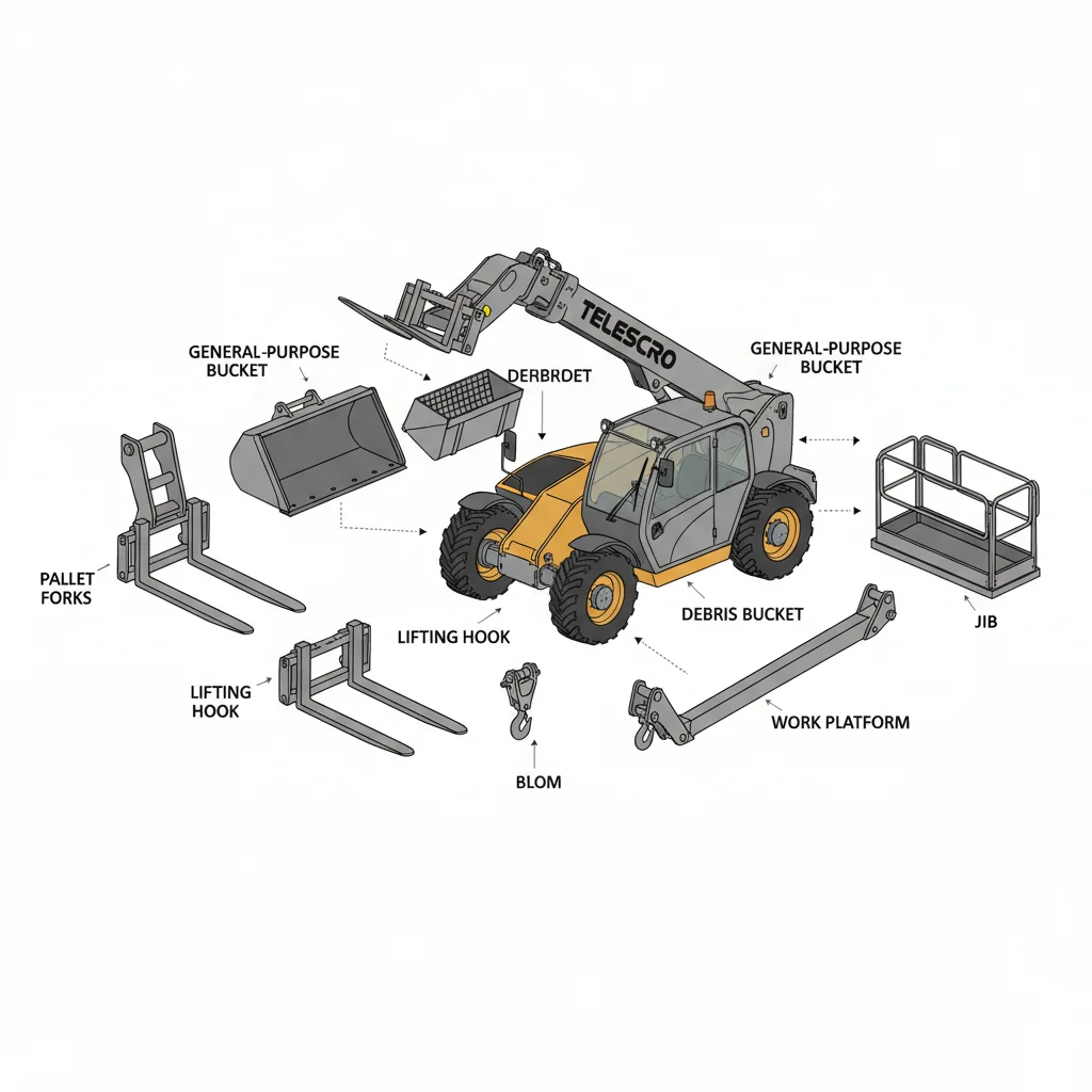 Quels accessoires conviennent à la plupart des chariots télescopiques ? – Schéma hydraulique d'un chariot télescopique Quels accessoires conviennent à la plupart des chariots télescopiques ?