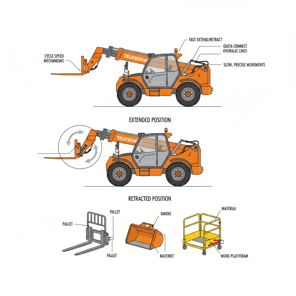 Quali caratteristiche del braccio aumentano la versatilità del sollevatore telescopico? – Schema idraulico del sollevatore telescopico Quali caratteristiche del braccio aumentano la versatilità del sollevatore telescopico?