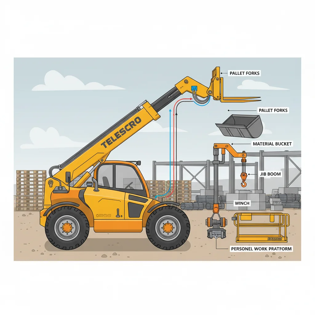 Quels accessoires pour chariots télescopiques améliorent l'efficacité dans le secteur de la construction ? – Schéma hydraulique d'un chariot télescopique Quels accessoires pour chariots télescopiques améliorent l'efficacité dans le secteur de la construction ?