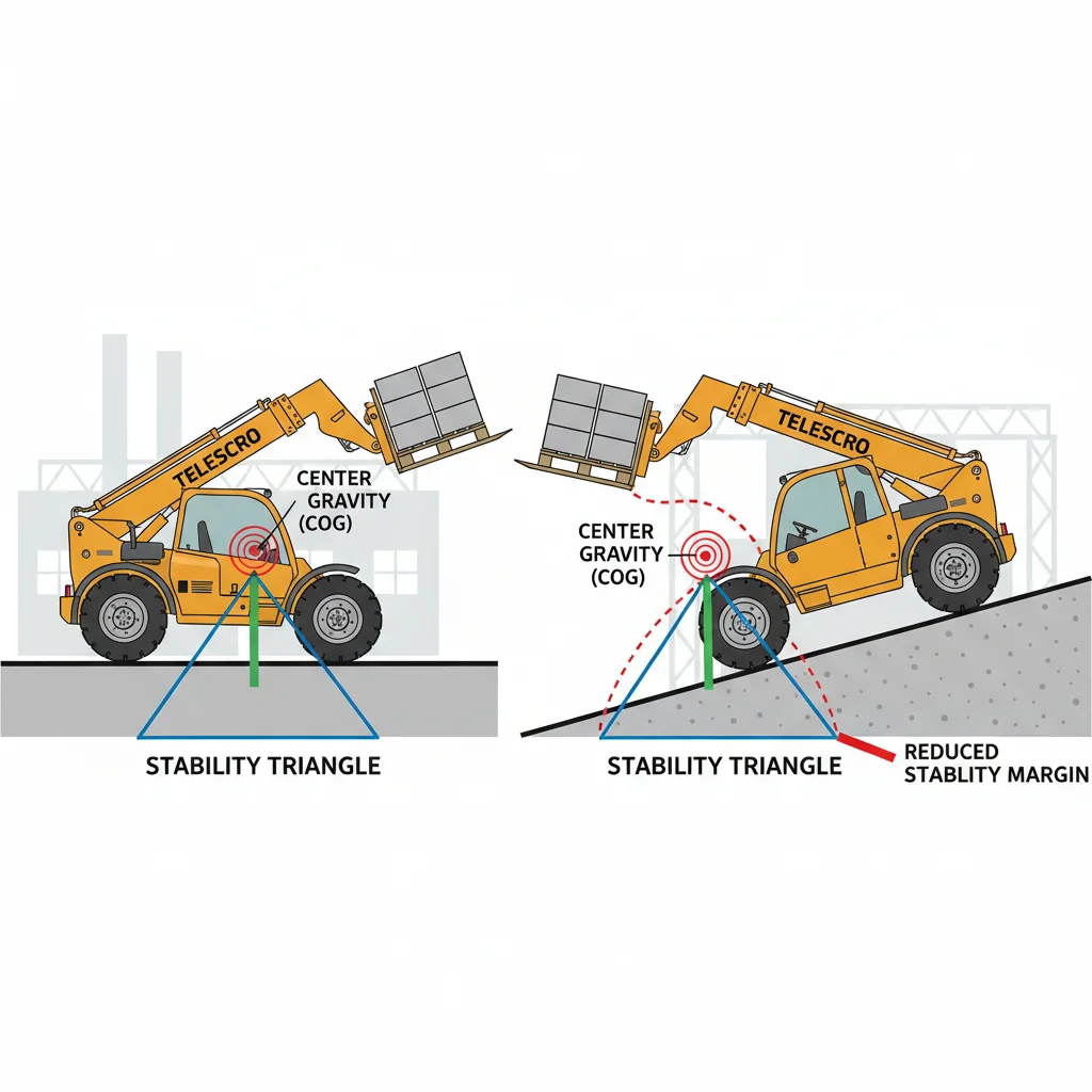 Pourquoi les tableaux de charge des chariots télescopiques ne sont-ils pas valables sur les pentes ? – Schéma hydraulique d'un chariot télescopique Pourquoi les tableaux de charge des chariots télescopiques ne sont-ils pas valables sur les pentes ?