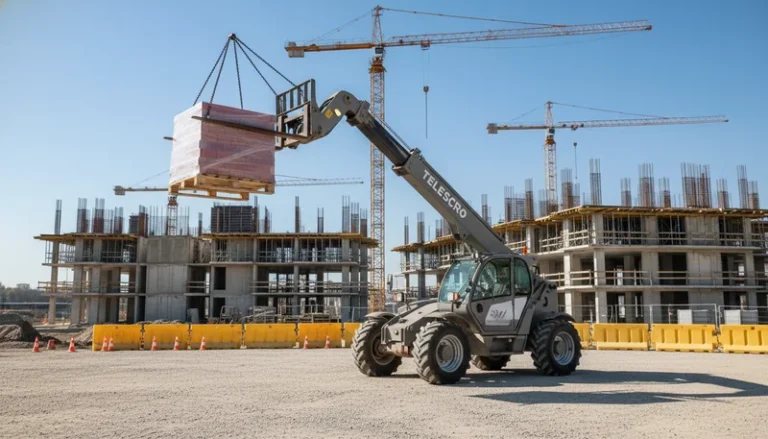 Schéma technique illustrant pourquoi le tableau de charge d'un chariot télescopique suppose un sol idéal. Réponses testées sur le terrain que les acheteurs ignorent concernant les systèmes hydrauliques des chariots télescopiques.