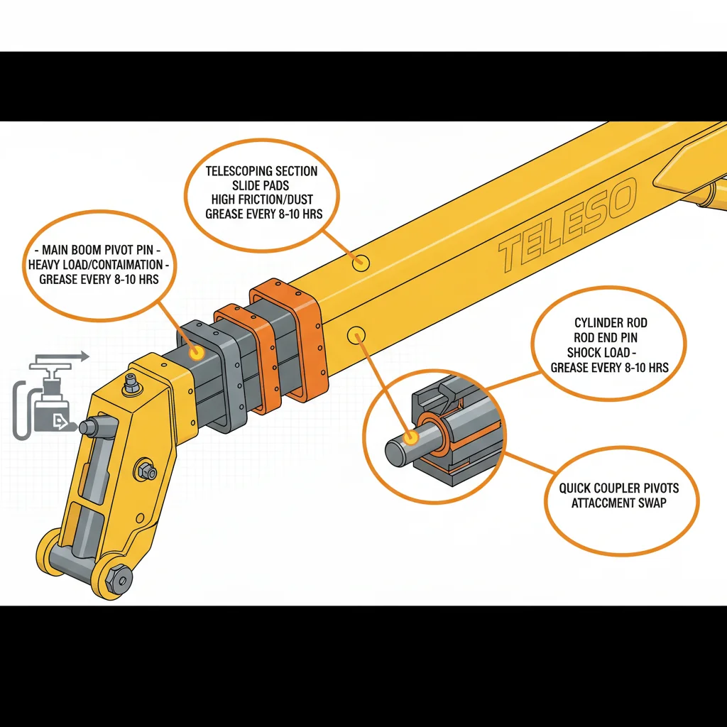 Pourquoi la lubrification de la flèche d'un chariot télescopique est-elle essentielle ? – Schéma hydraulique d'un chariot télescopique Pourquoi la lubrification de la flèche d'un chariot télescopique est-elle essentielle ?