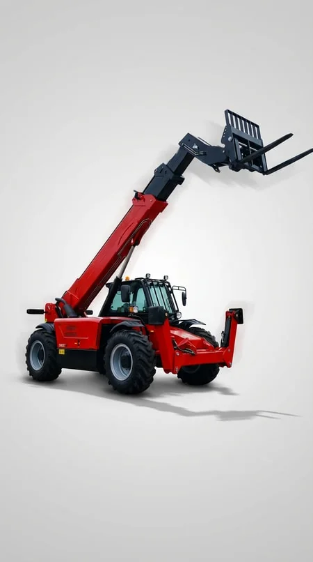 Professional construction team evaluating telehandler equipment on site