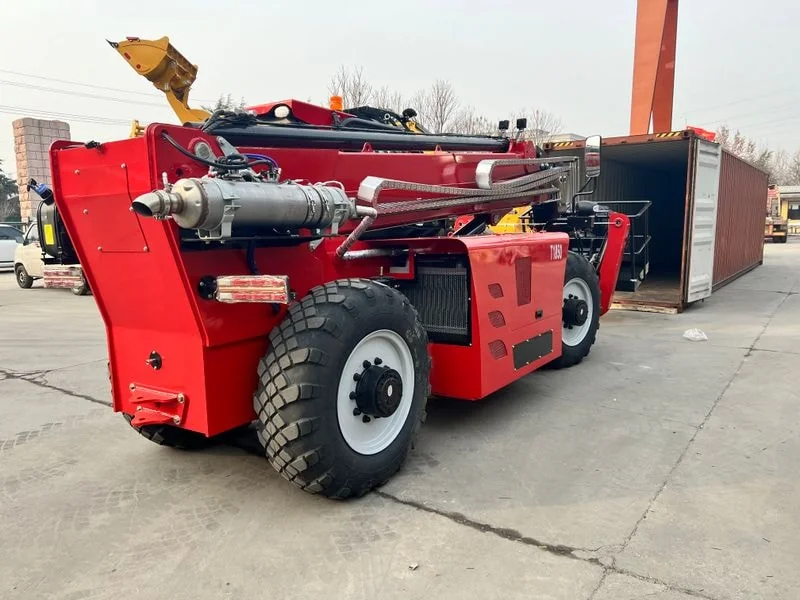 Loading a telescopic handler into a shipping container