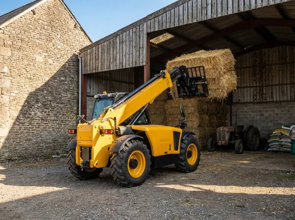 Telescro telehandler working on a farm