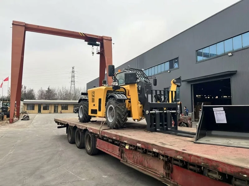 Telehandler being loaded for transport