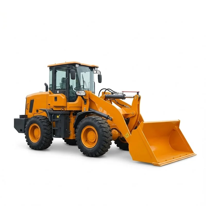 Wheel loader moving ground material on jobsite