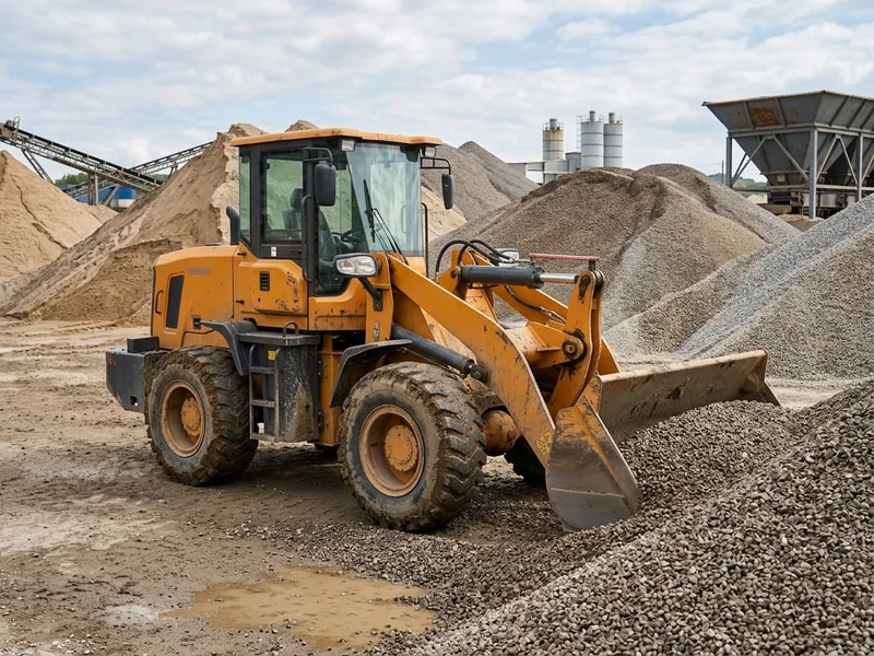Industrial material handling equipment at work